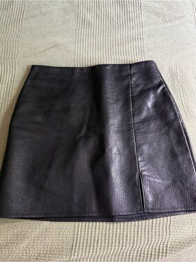 Black Vegan Leather Mini Skirt